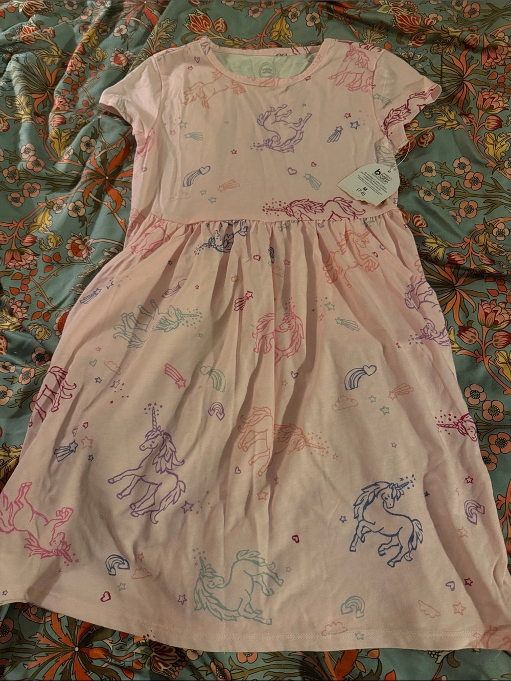 wonder nation Pink Unicorn Print Short Sleeve Dress